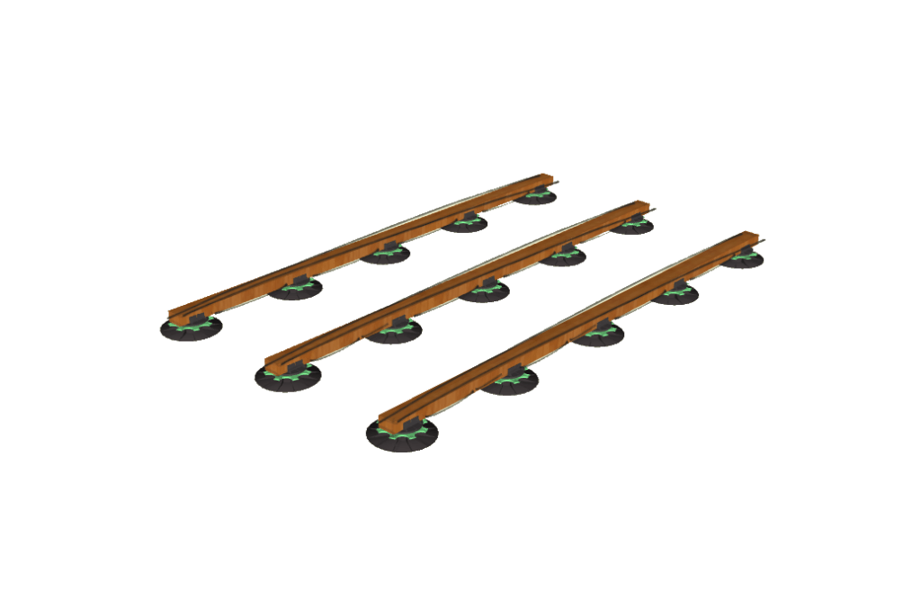 Image SketchUp 3d stylisée de réseau de lambourdes simple sur plots